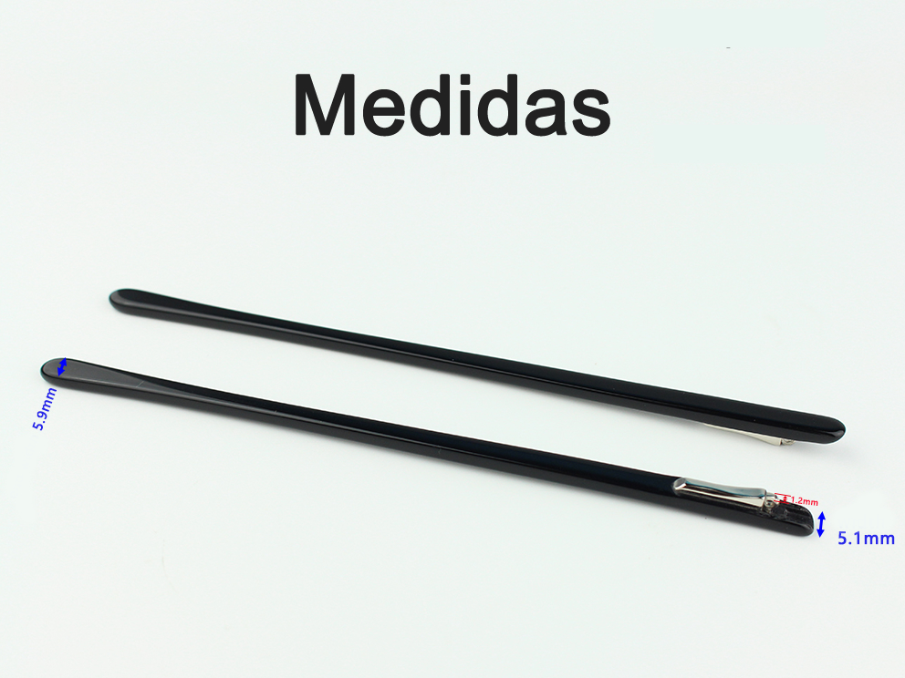 Patillas de Acetato, Negro Brillo, Fina